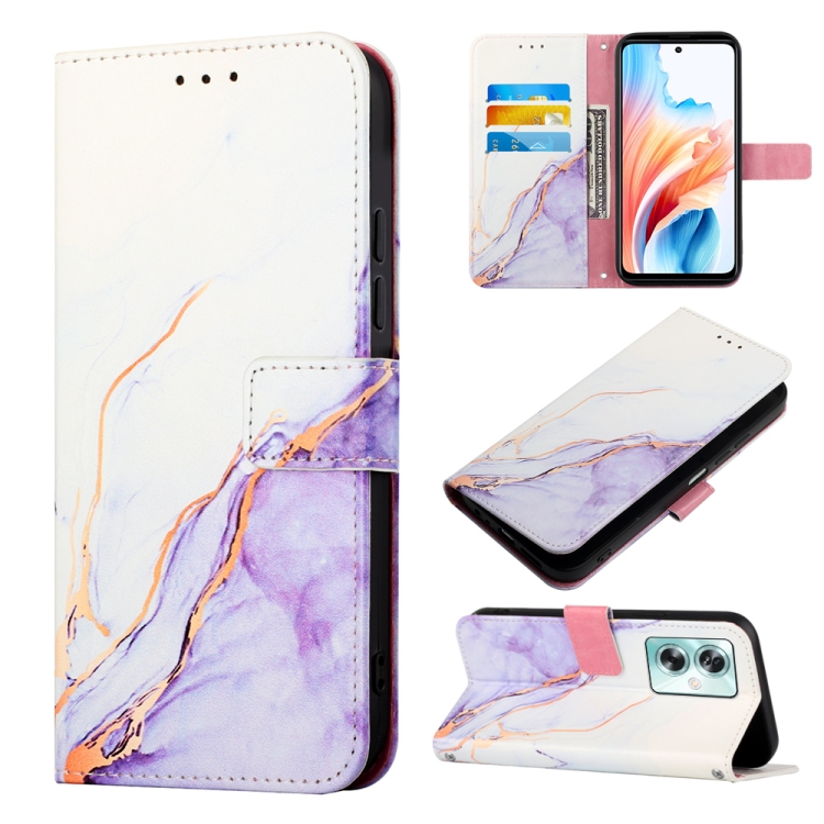 

For OPPO A79 5G PT003 Marble Pattern Flip Leather Phone Case(White Purple)