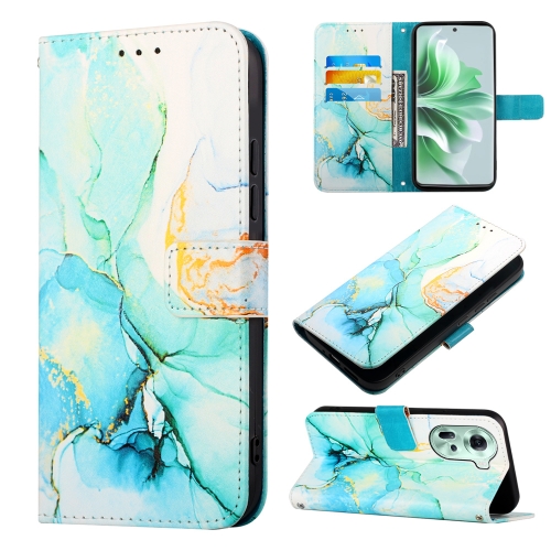 

For OPPO Reno11 5G Global PT003 Marble Pattern Flip Leather Phone Case(Green)