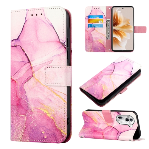 

For OPPO Reno11 Pro 5G Global PT003 Marble Pattern Flip Leather Phone Case(Pink Purple Gold)