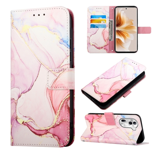 

For OPPO Reno11 Pro 5G Global PT003 Marble Pattern Flip Leather Phone Case(Rose Gold)