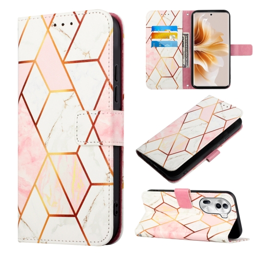 

For OPPO Reno11 Pro 5G Global PT003 Marble Pattern Flip Leather Phone Case(Pink White)