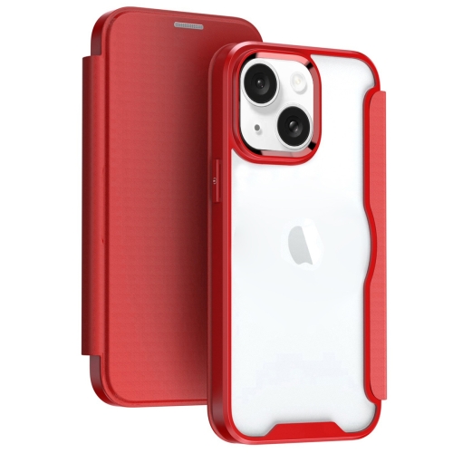 For iPhone 15 Plus RFID Blocking Adsorption Flip Leather Phone Case(Red) for iphone 14 rfid blocking adsorption flip leather phone case khaki