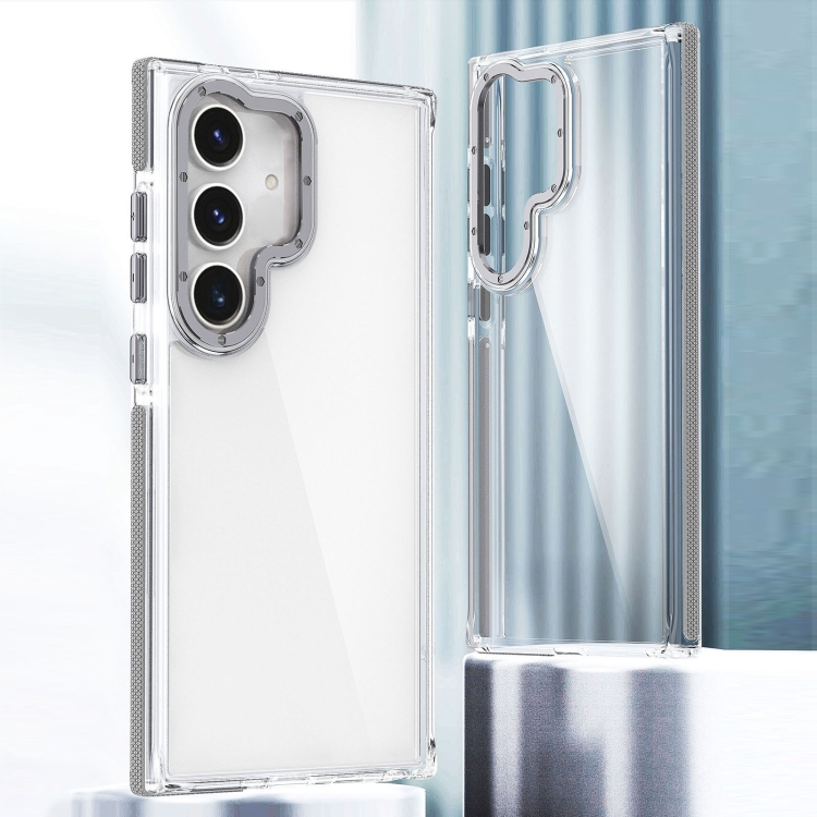 

For Samsung Galaxy S24 5G Dual-Color Clear Acrylic Hybrid TPU Phone Case(Grey)