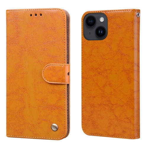 

Oil Wax Texture Shockproof Flip Leather Phone Case For iPhone 15(Yellow)