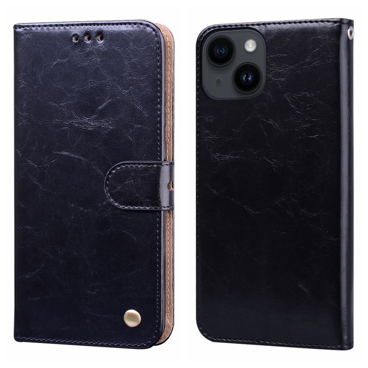 

Oil Wax Texture Shockproof Flip Leather Phone Case For iPhone 15 Plus(Black)