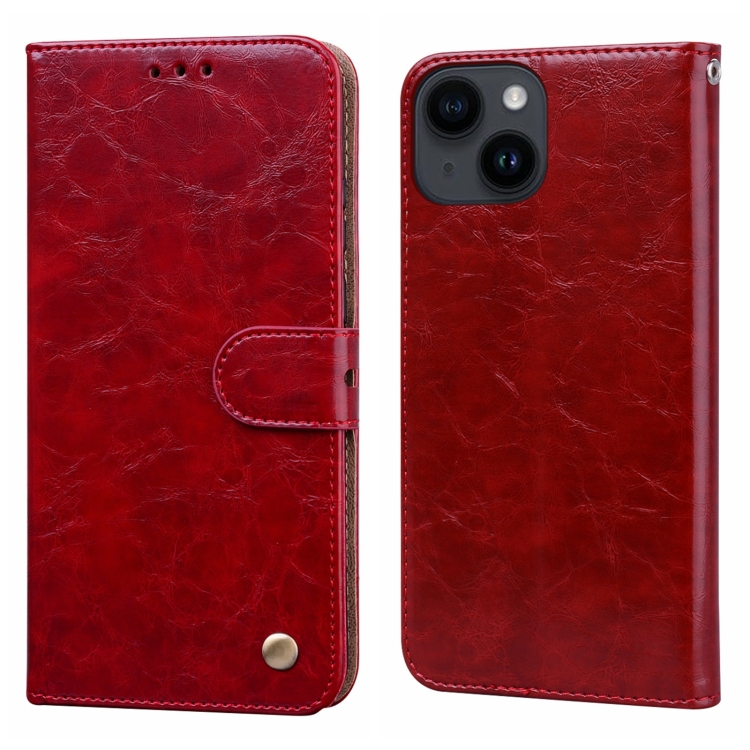 

Oil Wax Texture Shockproof Flip Leather Phone Case For iPhone 15 Plus(Red)