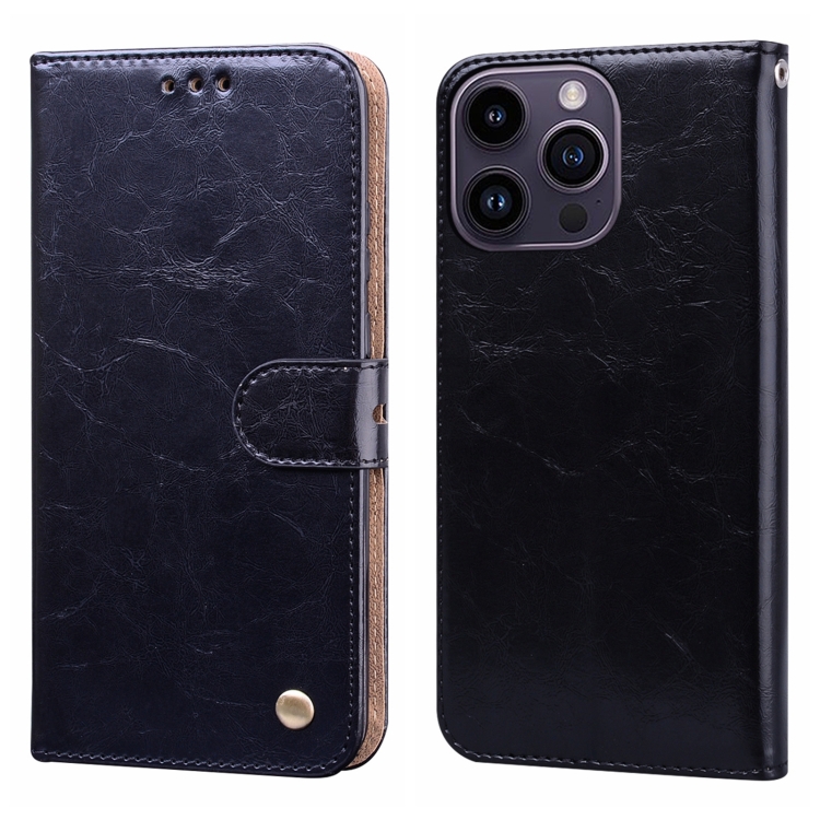 

Oil Wax Texture Shockproof Flip Leather Phone Case For iPhone 15 Pro(Black)