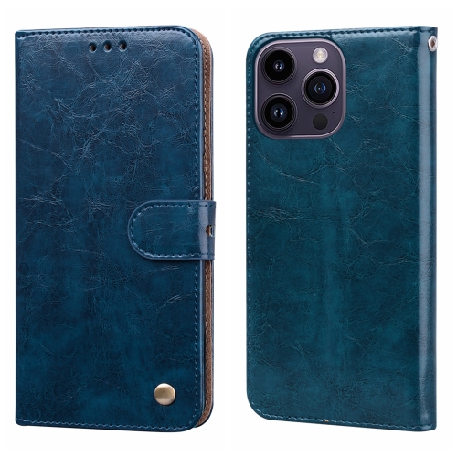 

Oil Wax Texture Shockproof Flip Leather Phone Case For iPhone 15 Pro(Blue)