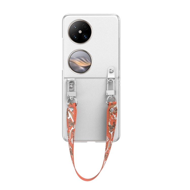 

For Huawei Pocket 2 Electroplated Leather Pattern Painted Phone Case with Wrist Strap(Orange)