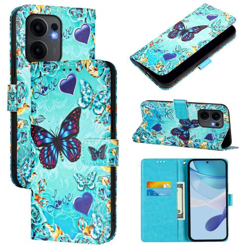 

For OPPO Reno13 F 5G Global Colored Drawing Pattern Plain Weave Leather Phone Case(Caring Butterfly)