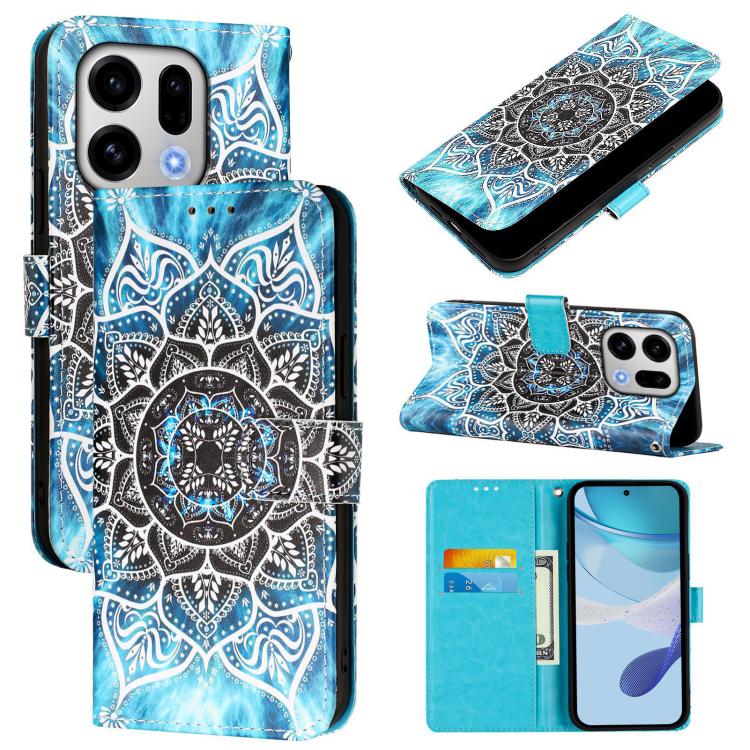

For OPPO Find X9 Colored Drawing Pattern Plain Weave Leather Phone Case(Undersea Mandala)
