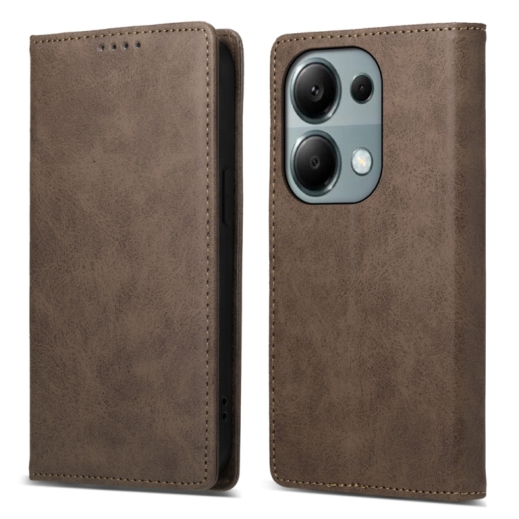 

For Redmi Note 13 Pro 4G Business Solid Color Magnetic RFID Leather Phone Case(Brown)