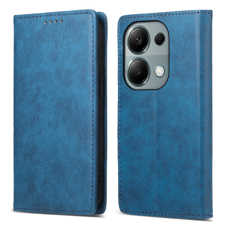 

For Redmi Note 13 Pro 4G Business Solid Color Magnetic RFID Leather Phone Case(Blue)