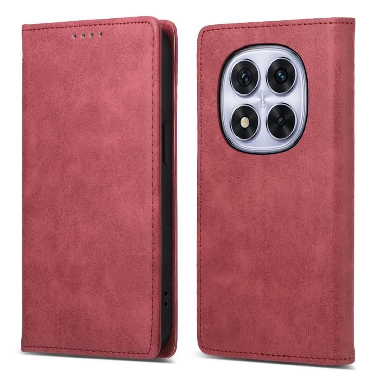 

For Redmi Note 14 Pro 4G Business Solid Color Magnetic RFID Leather Phone Case(Red)