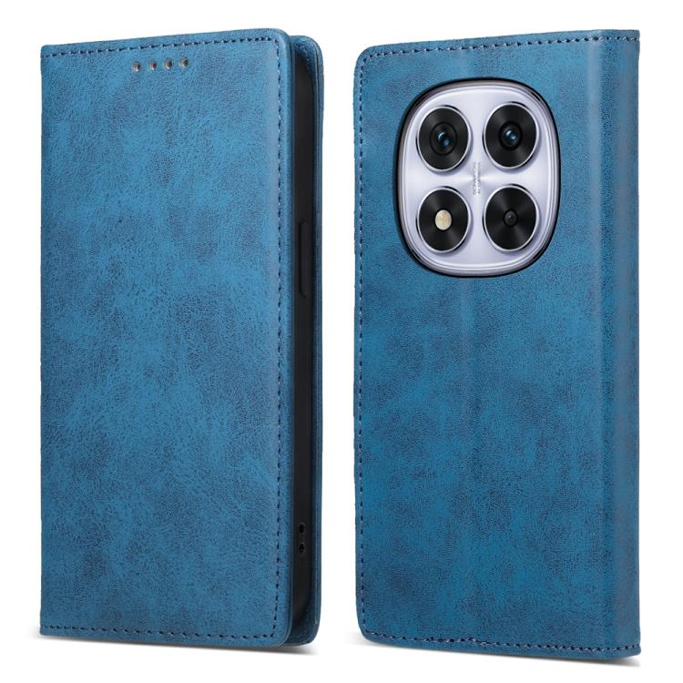 

For Redmi Note 14 Pro 4G Business Solid Color Magnetic RFID Leather Phone Case(Blue)