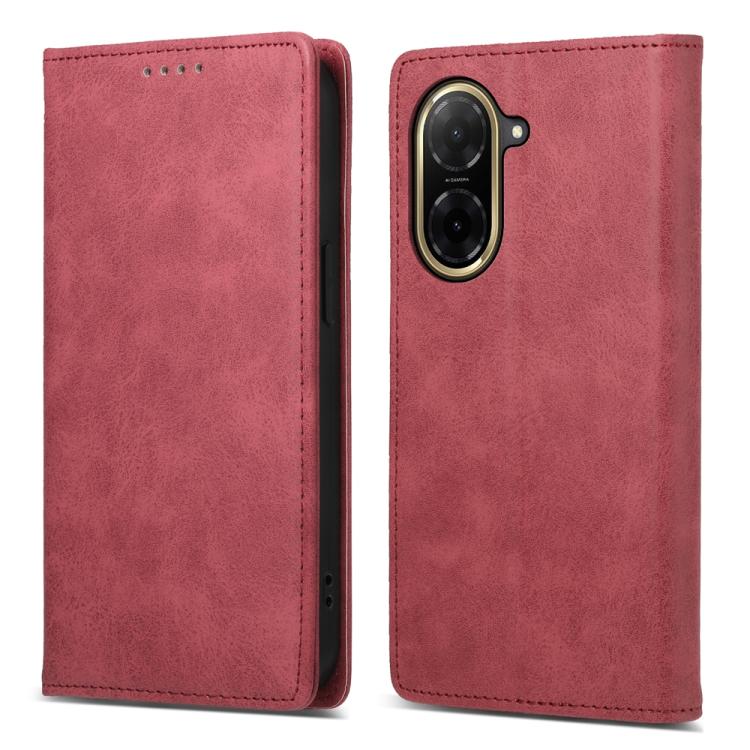 

For Redmi A5 4G 171.7mm / Xiaomi Poco C71 Business Solid Color Magnetic RFID Leather Phone Case(Red)