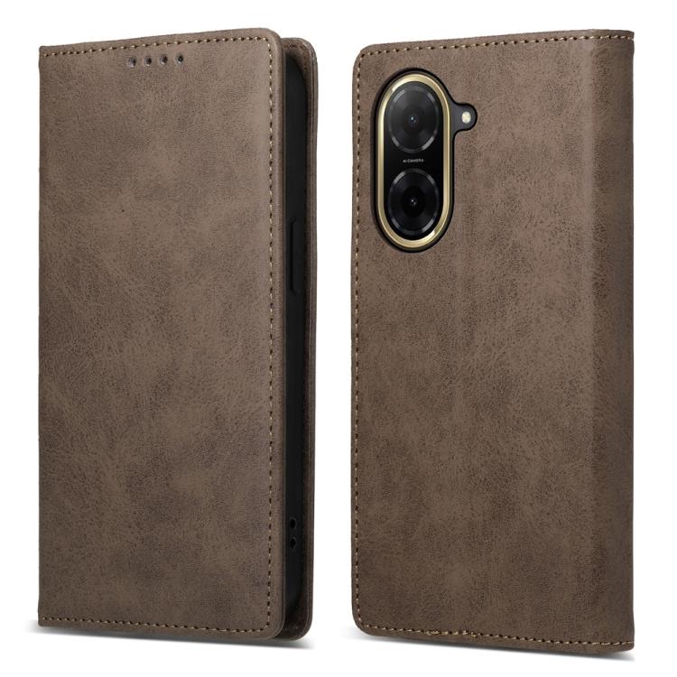 

For Redmi A5 4G 171.7mm / Xiaomi Poco C71 Business Solid Color Magnetic RFID Leather Phone Case(Brown)