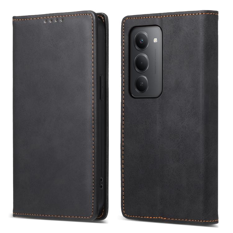 

For Redmi 15 5G Global / 15 4G SEA 169.5mm Business Solid Color Magnetic RFID Leather Phone Case(Black)