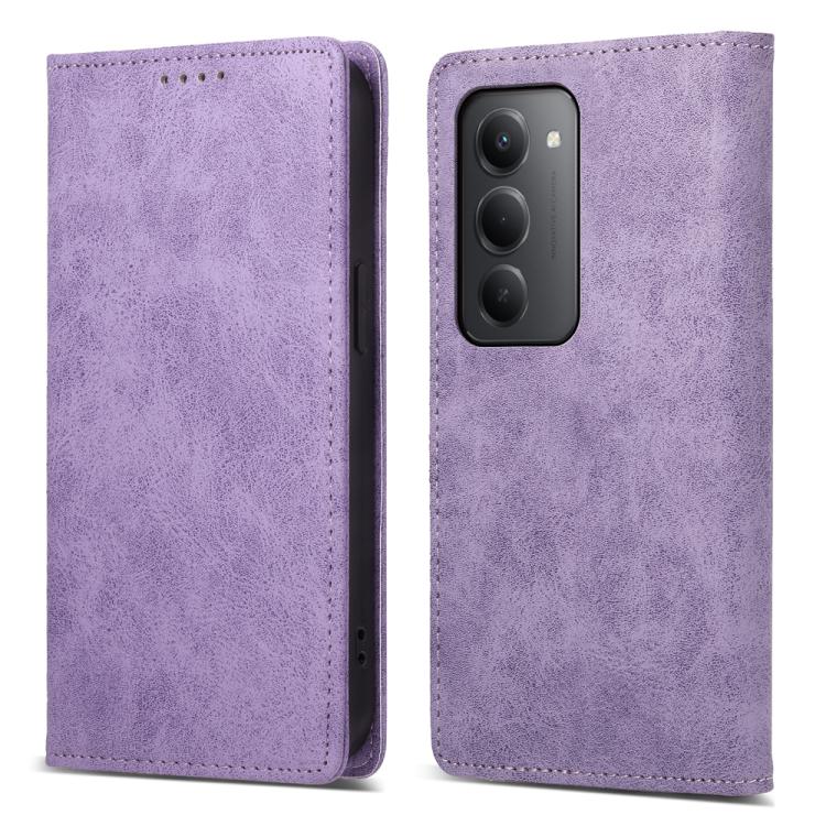 

For Redmi 15 5G Global / 15 4G SEA 169.5mm Business Solid Color Magnetic RFID Leather Phone Case(Purple)