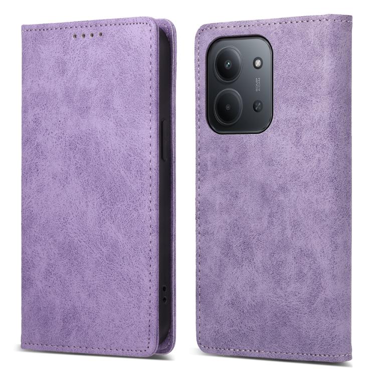 

For Redmi 15C 5G / 4G Global 171mm / Poco C85 4G Business Solid Color Magnetic RFID Leather Phone Case(Purple)