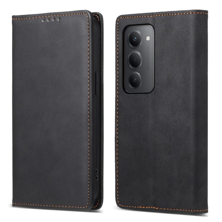 

For Redmi 15 5G / 4G EU 171mm Business Solid Color Magnetic RFID Leather Phone Case(Black)