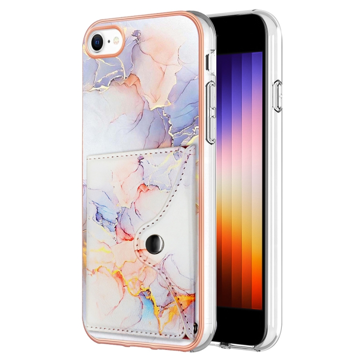 

For iPhone SE 2022 / SE 2020 / 8 / 7 Marble Pattern IMD Card Slot Phone Case(Galaxy Marble White)