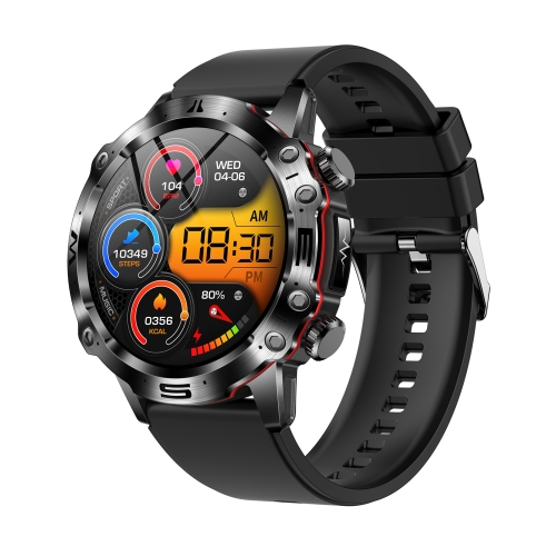 ET482 1.43 inch AMOLED Screen Sports Smart Watch Support Bluethooth Call / ECG Function(Black Silicone Band)