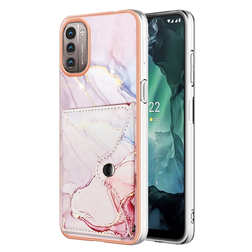 

For Nokia G21 / G11 Marble Pattern IMD Card Slot Phone Case(Rose Gold)