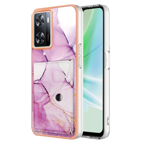 

For OnePlus Nord N300 Marble Pattern IMD Card Slot Phone Case(Pink Purple Gold)