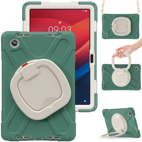 

For Lenovo Tab M11 /Xiaomi Pad 11 2024 Silicone Hybrid PC Tablet Case with Holder & Shoulder Strap(Emerald Green)