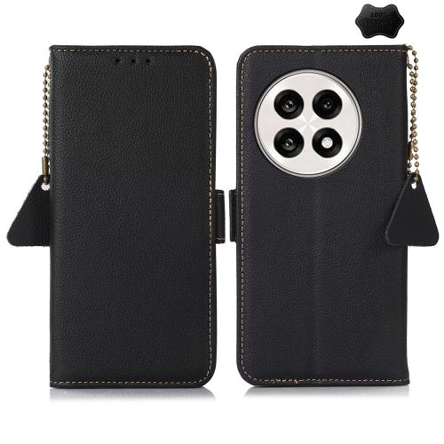 

For OnePlus Ace 5 Pro / Ace 5 / 13R Side-Magnetic TJ Genuine Leather RFID Phone Case(Black)