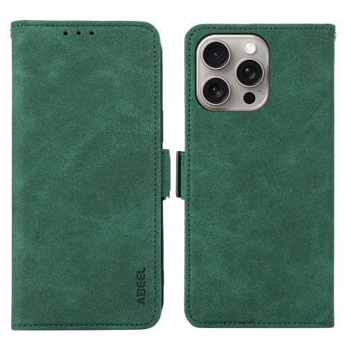 

For iPhone 13 Pro Max ABEEL Frosted Magnetic RFID Leather Phone Case(Green)