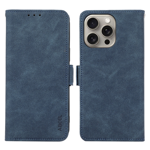 

For iPhone 12 / 12 Pro ABEEL Frosted Magnetic RFID Leather Phone Case(Blue)