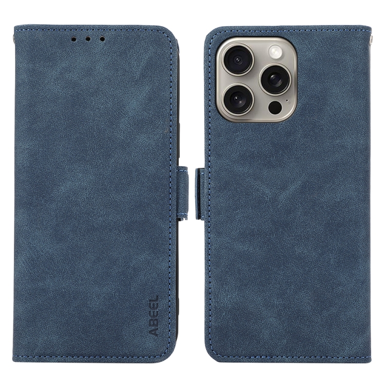 

For iPhone 12 Pro Max ABEEL Frosted Magnetic RFID Leather Phone Case(Blue)