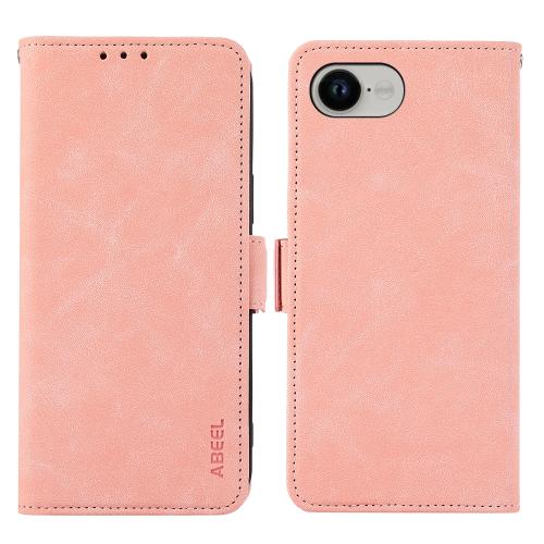 

For iPhone 16e ABEEL Frosted Magnetic RFID Leather Phone Case(Pink)