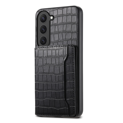 

For Samsung Galaxy S23 5G Crocodile Texture Card Bag Design Full Coverage Phone Case(Black)