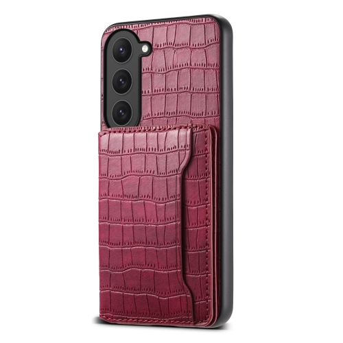 

For Samsung Galaxy S23 5G Crocodile Texture Card Bag Design Full Coverage Phone Case(Red)