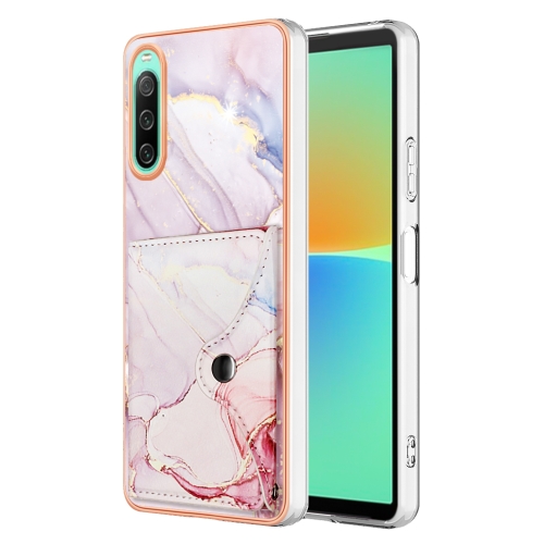 

For Sony Xperia 10 IV Marble Pattern IMD Card Slot Phone Case(Rose Gold)