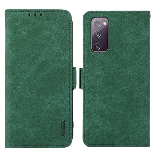 

For Samsung Galaxy S20 FE ABEEL Frosted Magnetic RFID Leather Phone Case(Green)