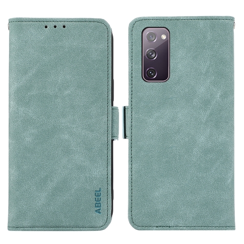 

For Samsung Galaxy S20 FE ABEEL Frosted Magnetic RFID Leather Phone Case(Cyan)