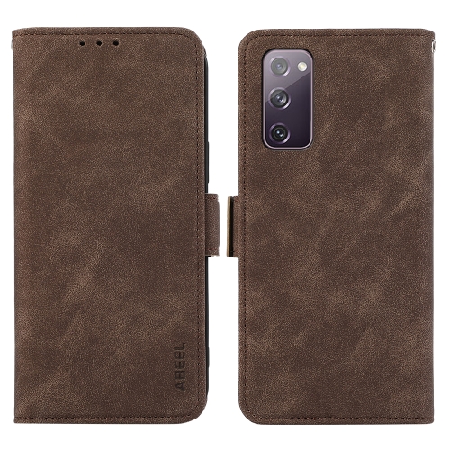 

For Samsung Galaxy S20 FE ABEEL Frosted Magnetic RFID Leather Phone Case(Brown)