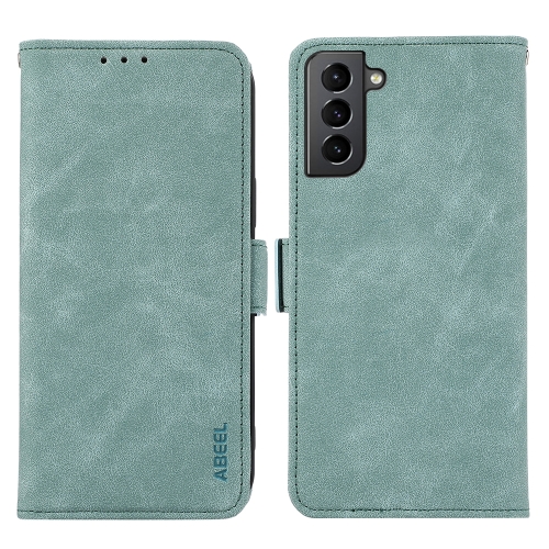 

For Samsung Galaxy S21 5G ABEEL Frosted Magnetic RFID Leather Phone Case(Cyan)