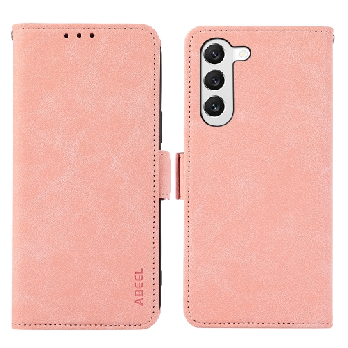 

For Samsung Galaxy S22+ 5G ABEEL Frosted Magnetic RFID Leather Phone Case(Pink)