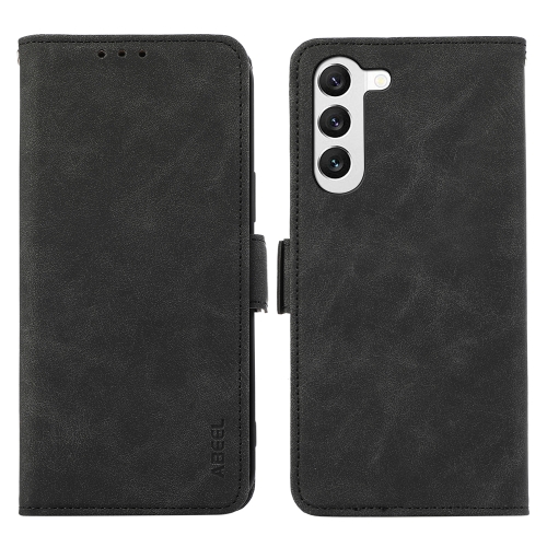 

For Samsung Galaxy S22+ 5G ABEEL Frosted Magnetic RFID Leather Phone Case(Black)