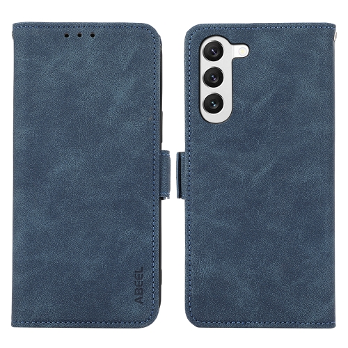 For Samsung Galaxy S22+ 5G ABEEL Frosted Magnetic RFID Leather Phone Case(Blue)