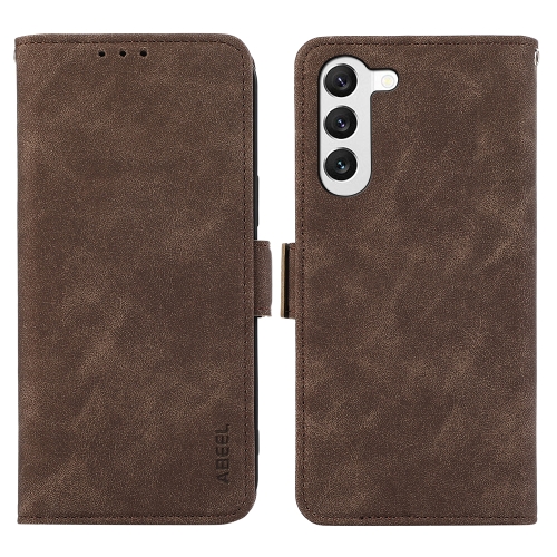 

For Samsung Galaxy S22+ 5G ABEEL Frosted Magnetic RFID Leather Phone Case(Brown)