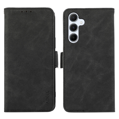 For Samsung Galaxy S23 FE 5G ABEEL Frosted Magnetic RFID Leather Phone Case(Black) for samsung galaxy a05 khazneh litchi texture leather rfid phone case black