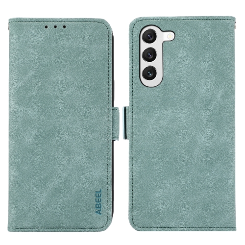 

For Samsung Galaxy S23 5G ABEEL Frosted Magnetic RFID Leather Phone Case(Cyan)