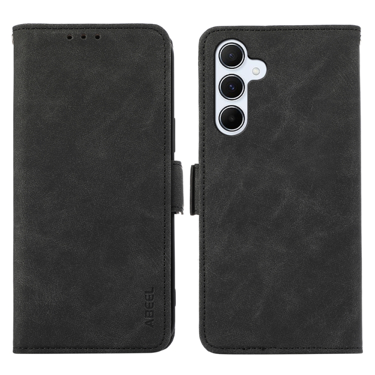

For Samsung Galaxy S24+ 5G ABEEL Frosted Magnetic RFID Leather Phone Case(Black)