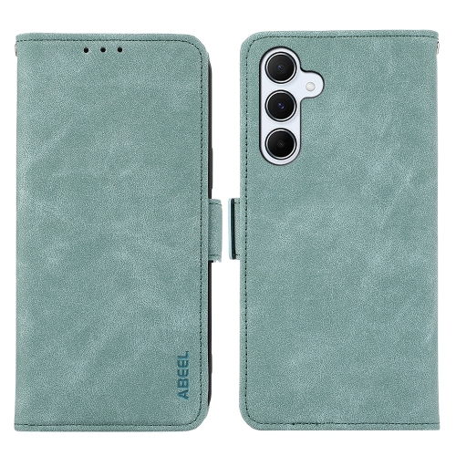 For Samsung Galaxy S24+ 5G ABEEL Frosted Magnetic RFID Leather Phone Case(Cyan) for oppo find x7 khazneh litchi texture leather rfid phone case brown